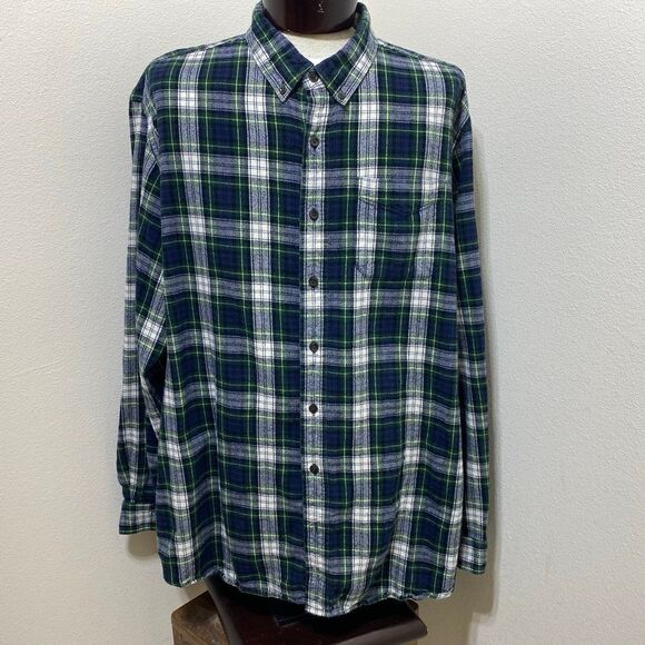 LL Bean Button Down Flannel Shirt Men's Size XXL Tall - Picture 1 of 6